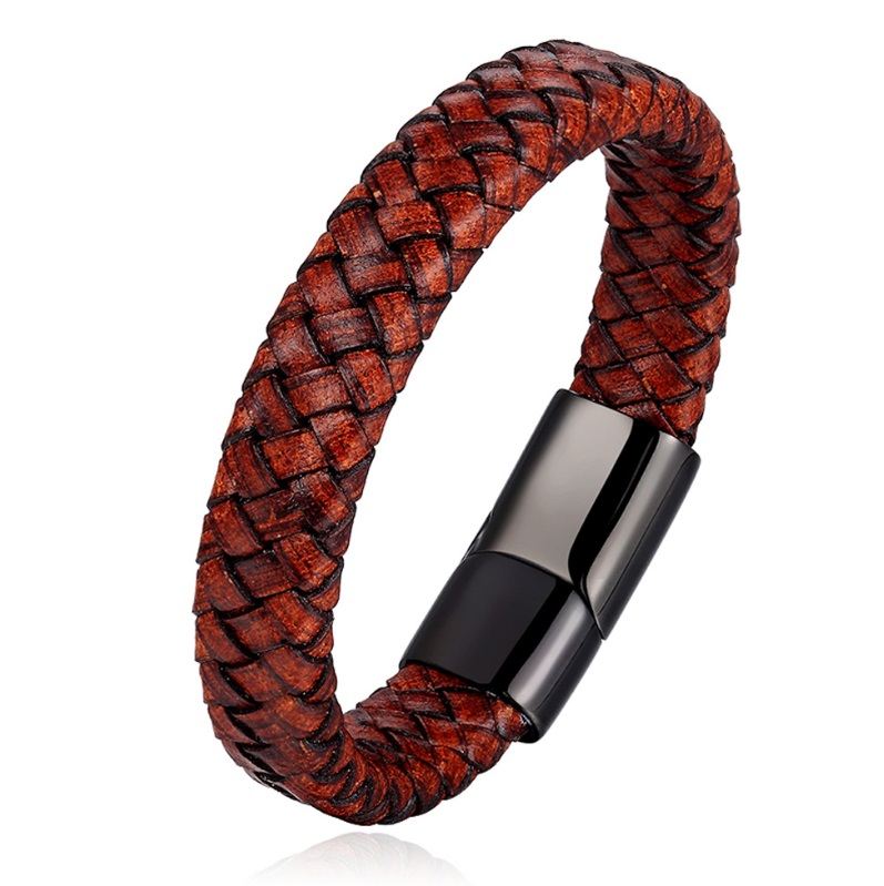 Men Wide Leather Bracelet 